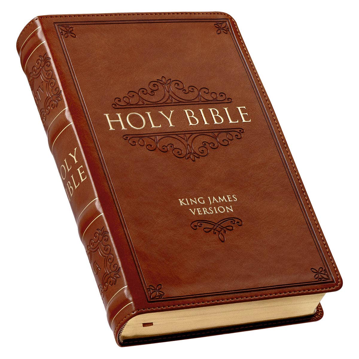 Christian Art Gifts - KJV Bible Giant Print Standard-size Faux Leather, Saddle Tan