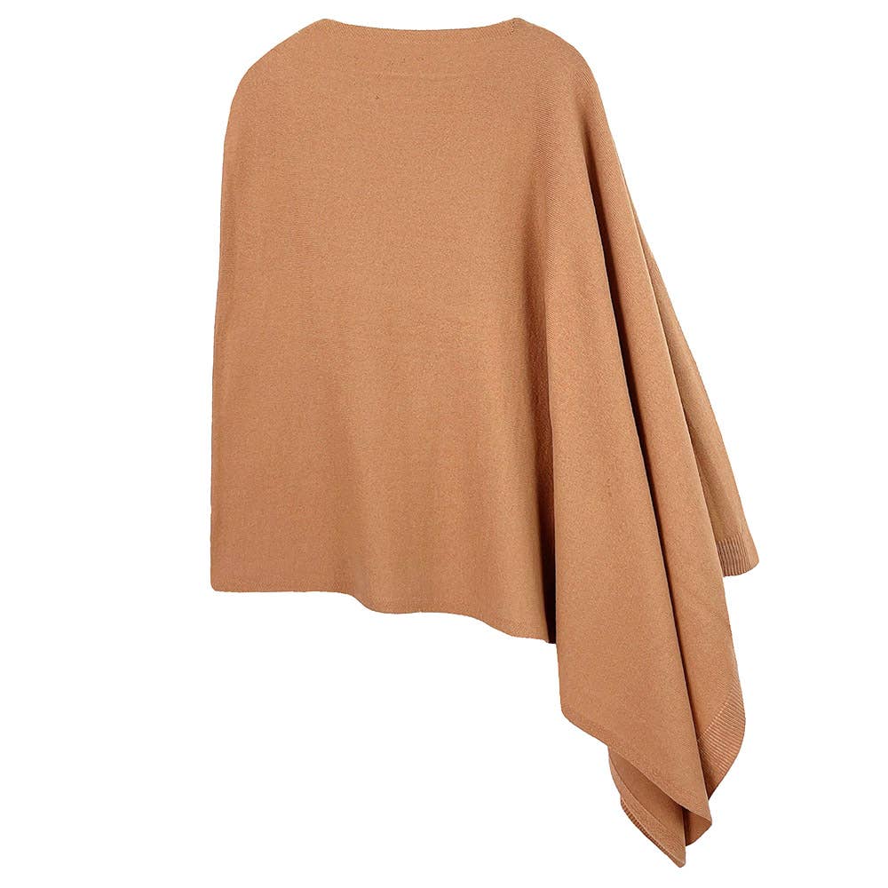 Sensibling Corp. - Solid Scarf Poncho: Brown