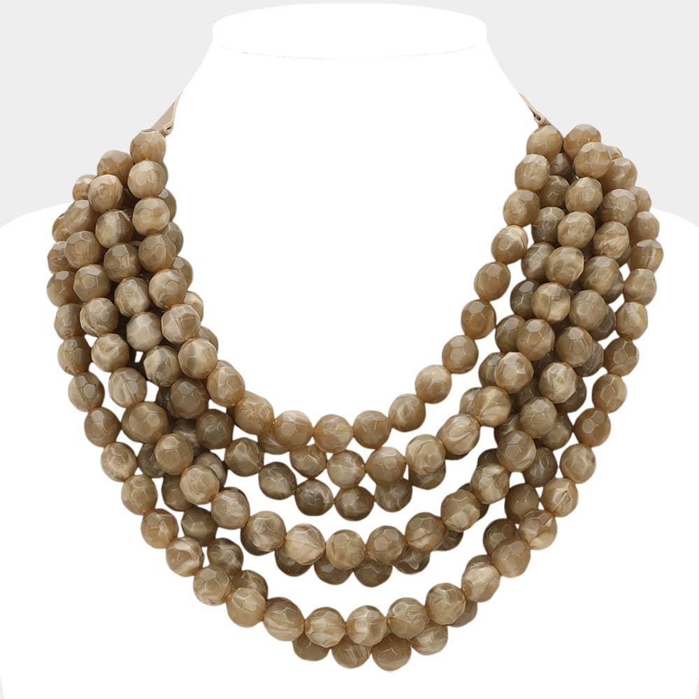 Sensibling Corp. - Chunky Acrylic Bead Layered Faux Leather Magnetic Necklace: Blue