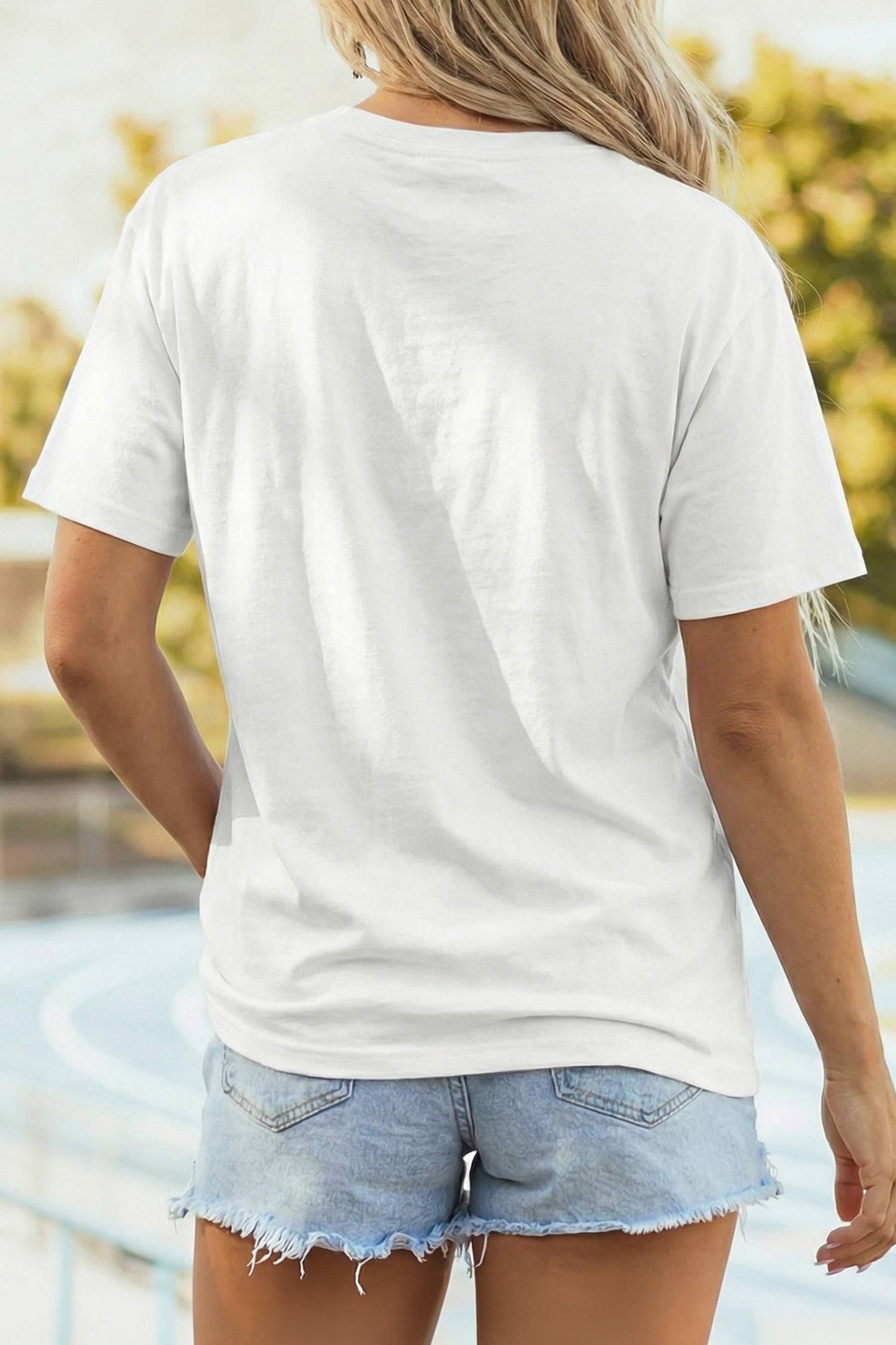 66DISCO - Faux Patchwork Printed US Flag Casual Tee