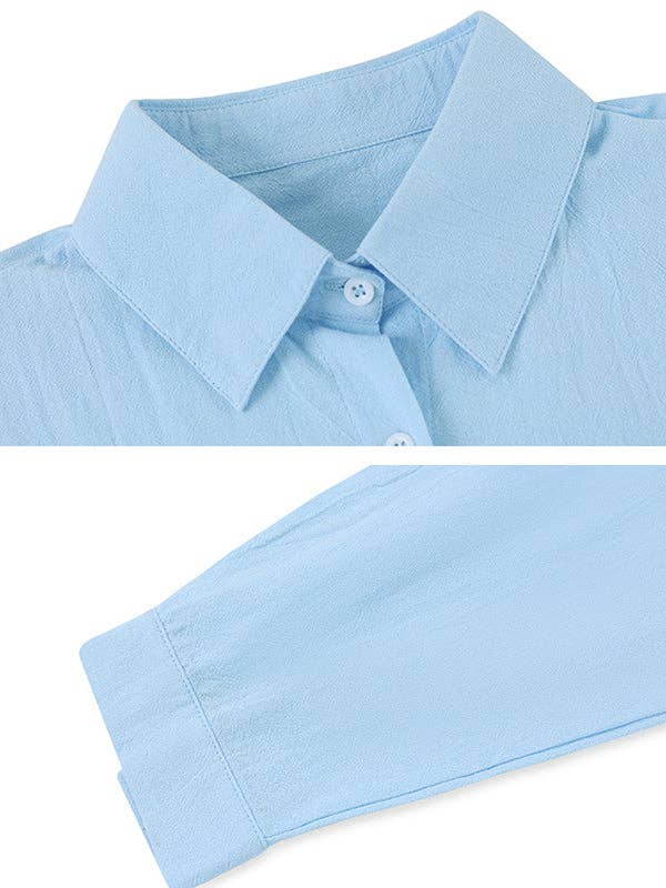 UZ Wholesale Store - High-Low Long Sleeves Split-Joint Lapel Blouses: WHITE / XL
