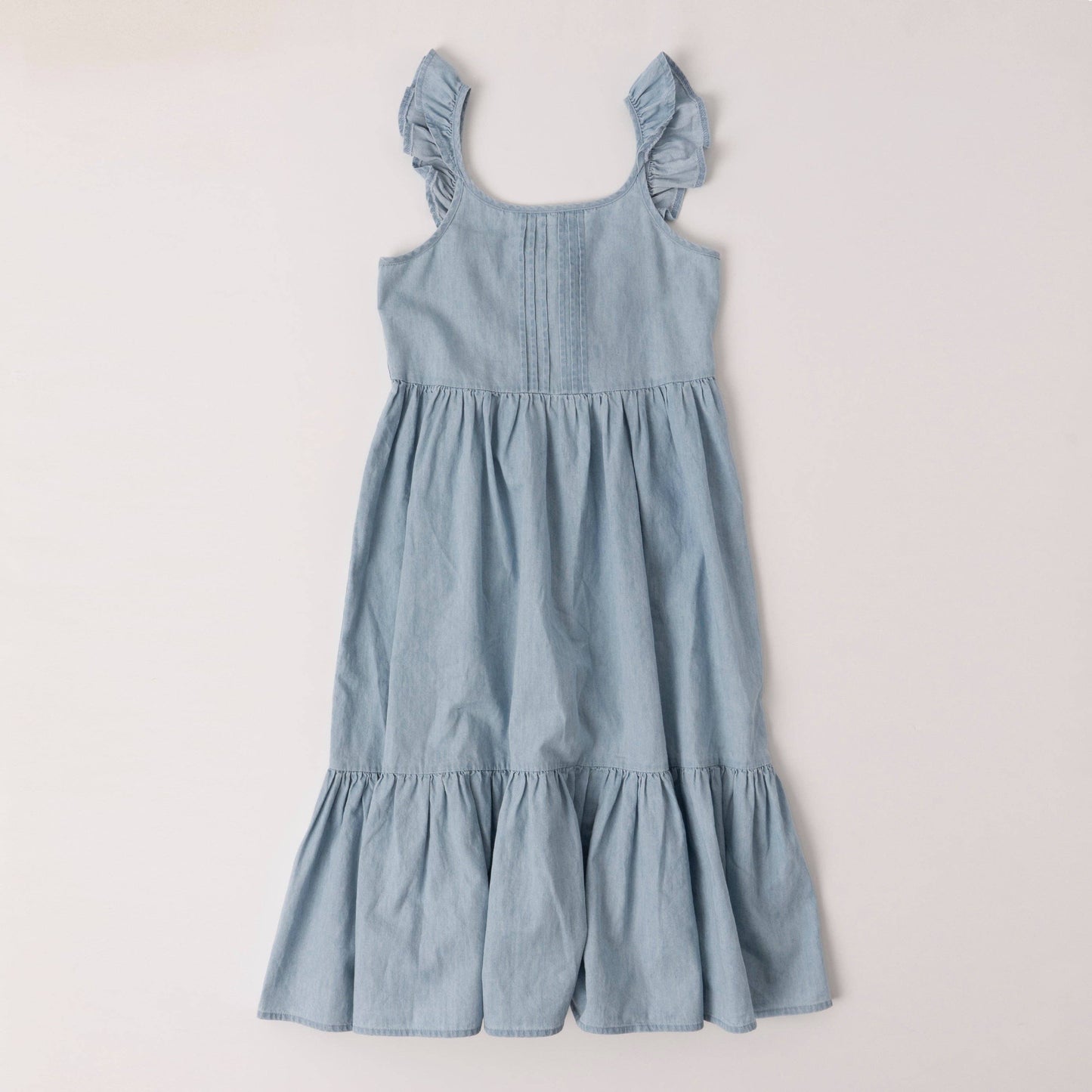Kidpik - Pin Tuck Denim Dress: Bloom Wash / L (12)