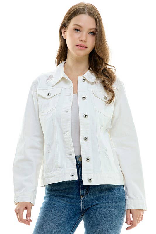 BLUE AGE - LADY CASUAL COTTON DENIM JEAN JACKET (OPEN PACK): Olive / 100% Cotton / M