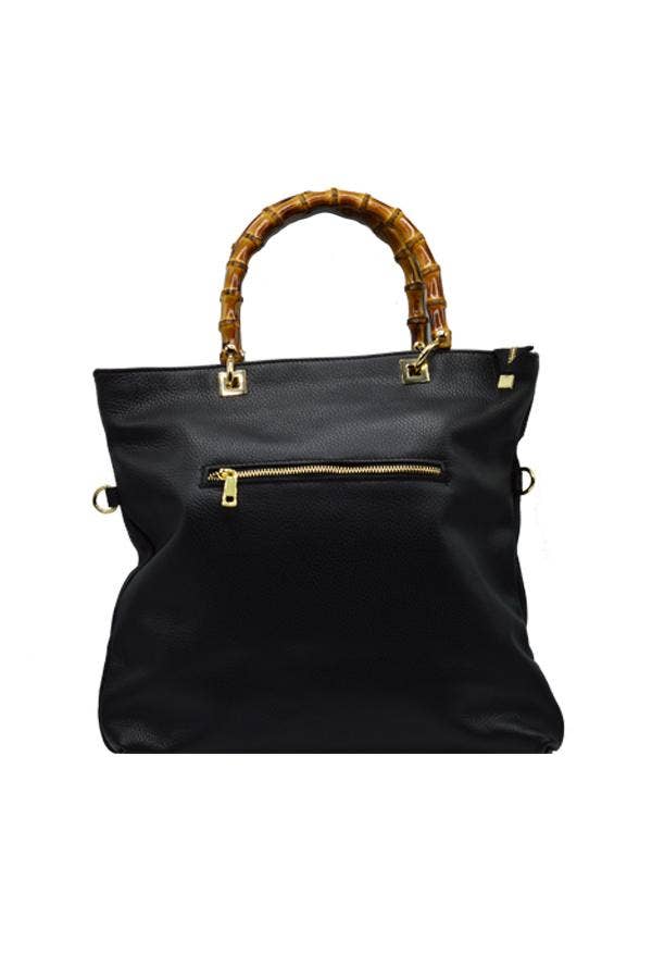 LE VIVRE - Medium Tote - Bamboo Handles: Black
