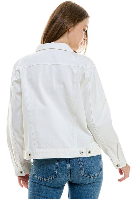 BLUE AGE - LADY CASUAL COTTON DENIM JEAN JACKET (OPEN PACK): Olive / 100% Cotton / S