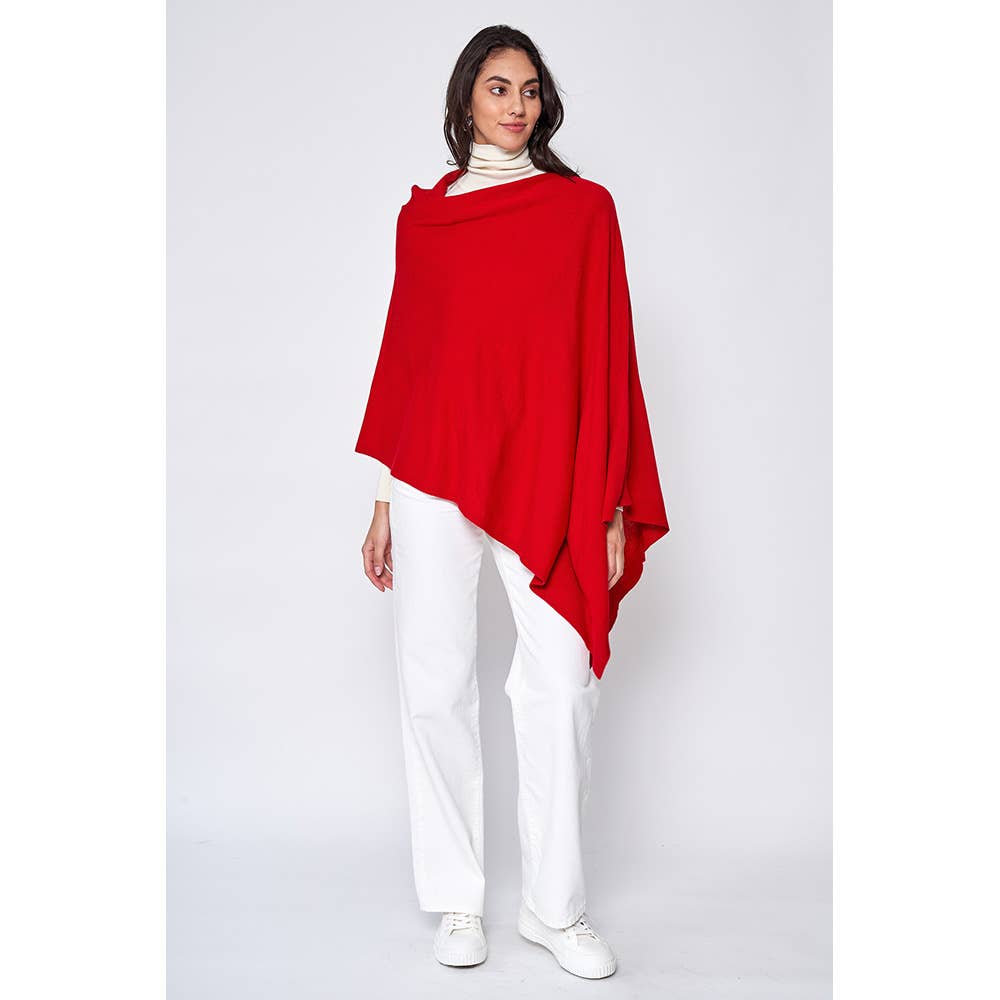 Sensibling Corp. - Solid Scarf Poncho: Red