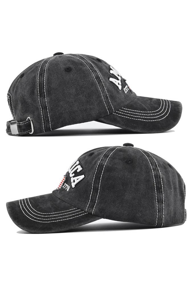 UNISHE - America Flag Embroidered Baseball Cap DXCB327: Wine Red / One Size