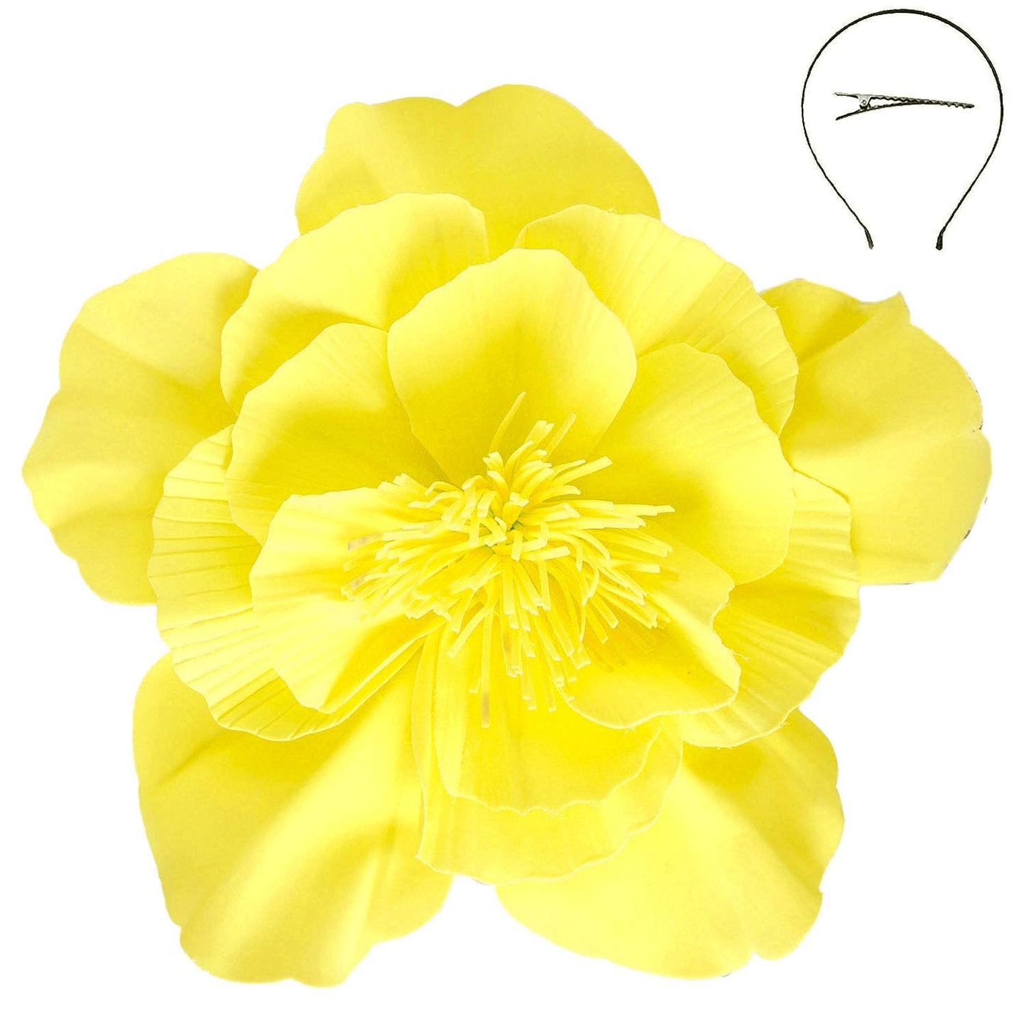 SP Sophia Collection - Lightweight Camellia Flower Fascinator : Yellow