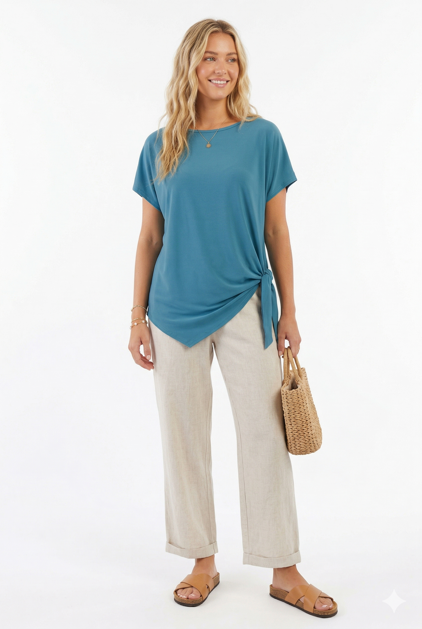 Jostar - HIT Dolman Sleeve Tie Side Tunic-3124HT-SRS1: Blush / L