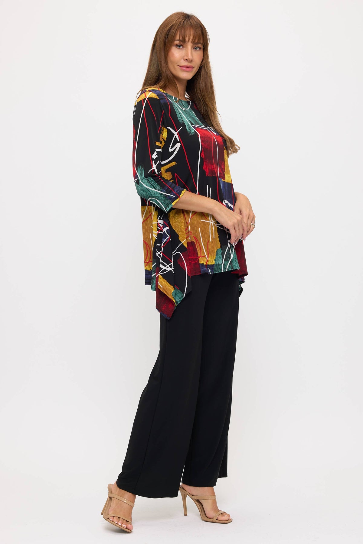 Jostar - Boat Neckline Print Tunic-3123HT-QRP1-W495: S