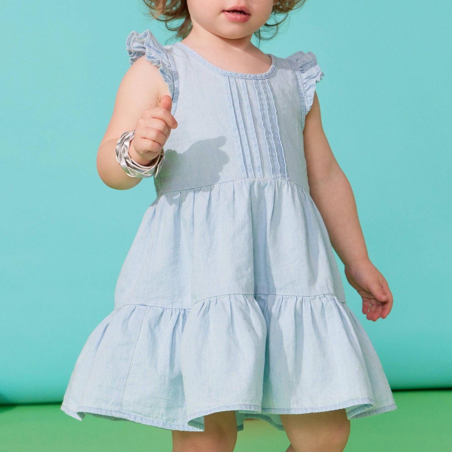 Kidpik - Pin Tuck Denim Dress: Bloom Wash / L (12)