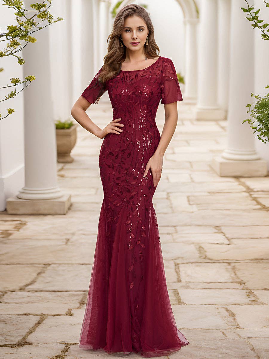 Ever-Pretty - Sequin Shiny Fishtail Tulle Dresses for Party: Dusty Navy / 14