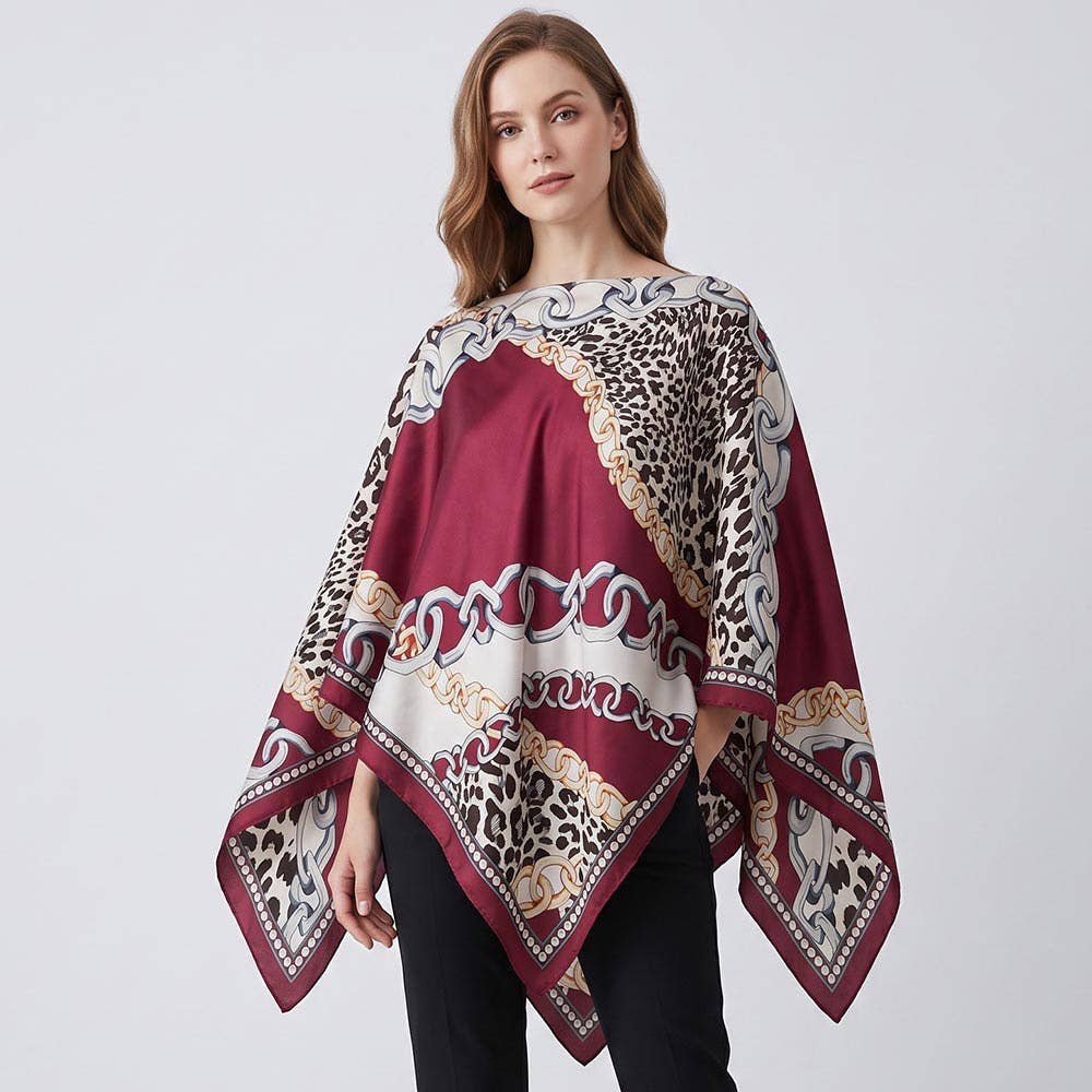 Sensibling Corp. - Leopard Chain Print Scarf Poncho: Pink