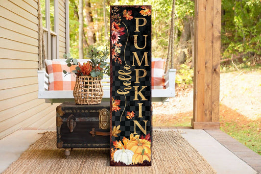 TX USA Corporation - 36in Hello Pumpkin Fall Sign - Vintage Autumn Decoration for Front Porch, Rustic Modern Farmhouse Fall Decor
