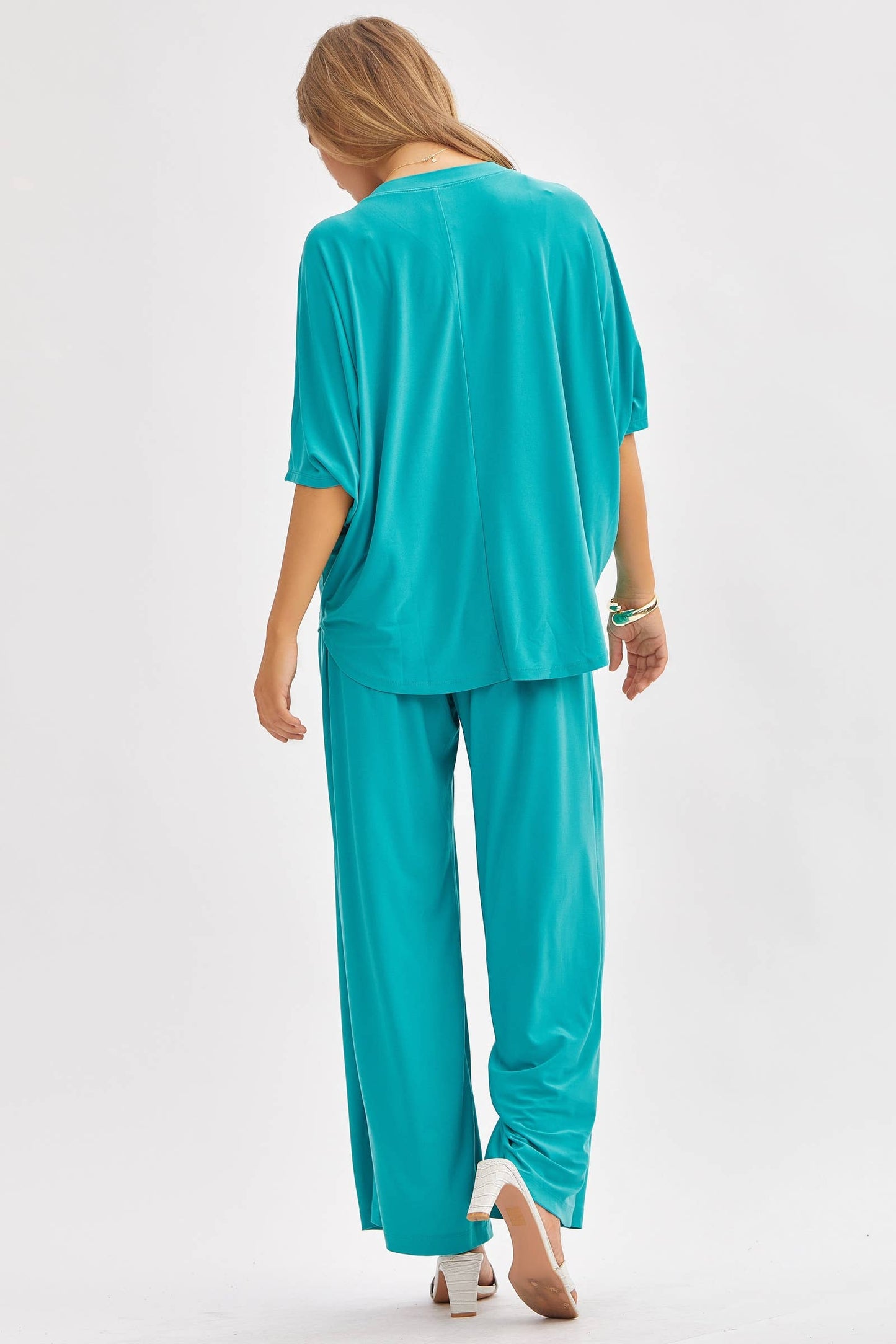 Dear Scarlett - Flowy Top + Wide Leg Set TRVSET-COASTAL: Fuchsia / M