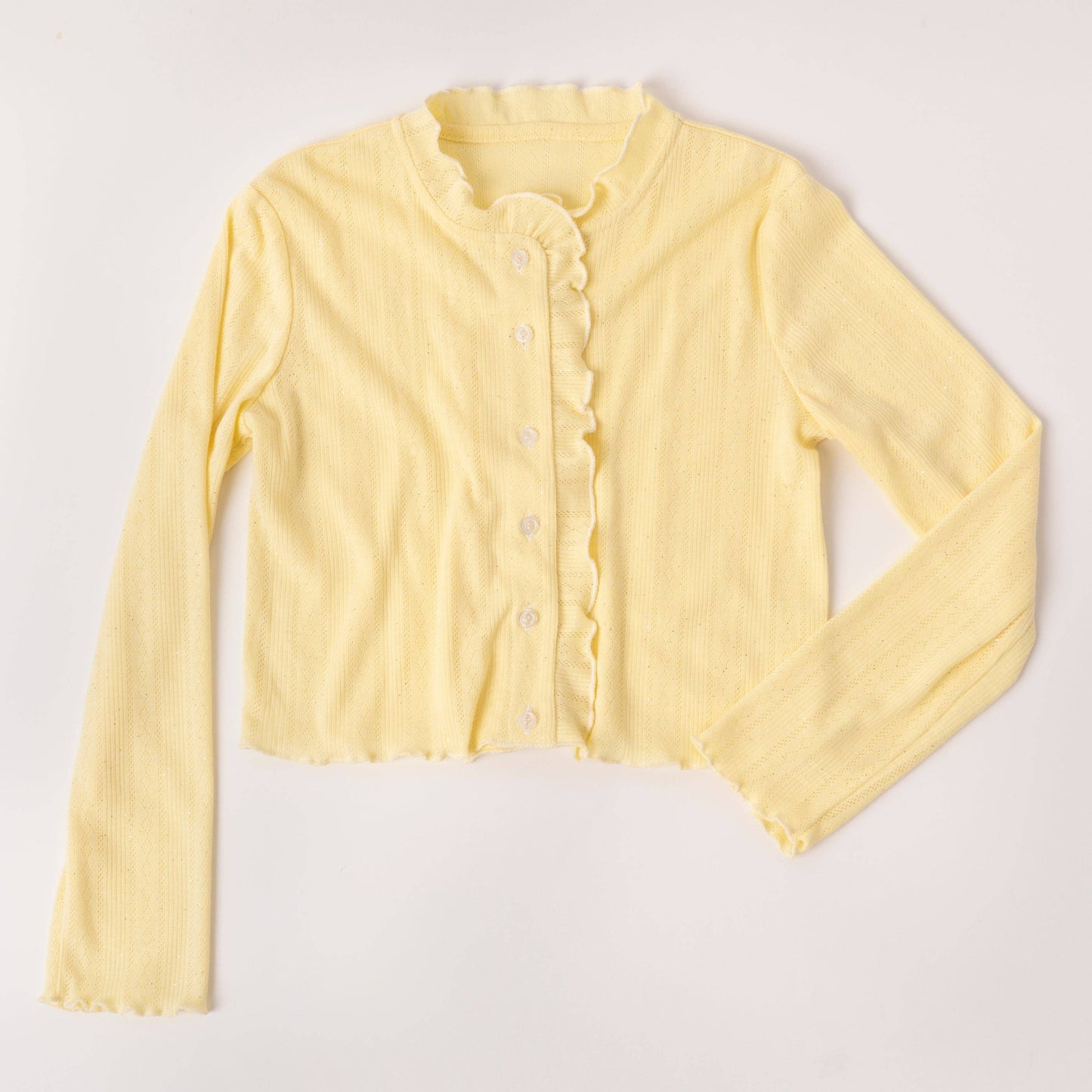Kidpik - Lettuce Edge Pointelle Cardigan: Powder Blue Girl's size 7-16