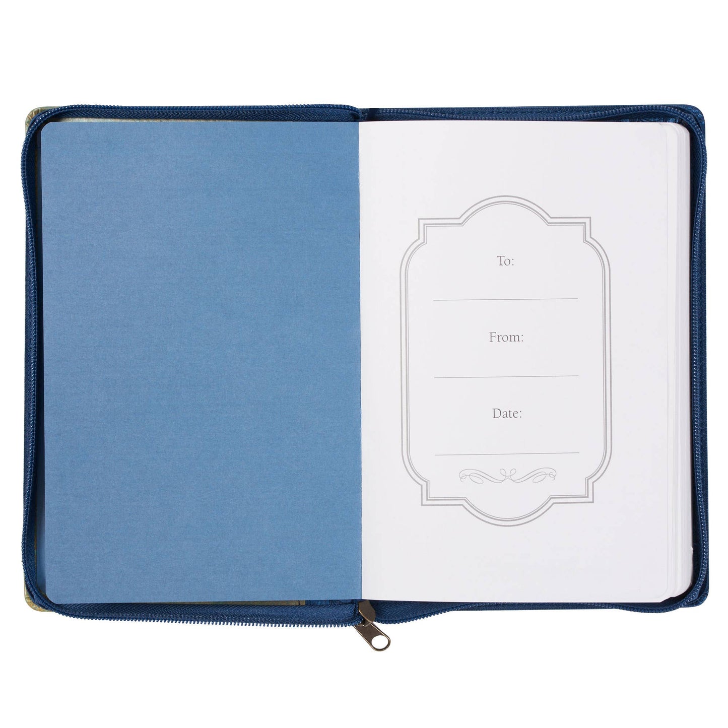 Christian Art Gifts - Journal Classic Zip Blue/Peacock Printed Blessed Jer. 17:7