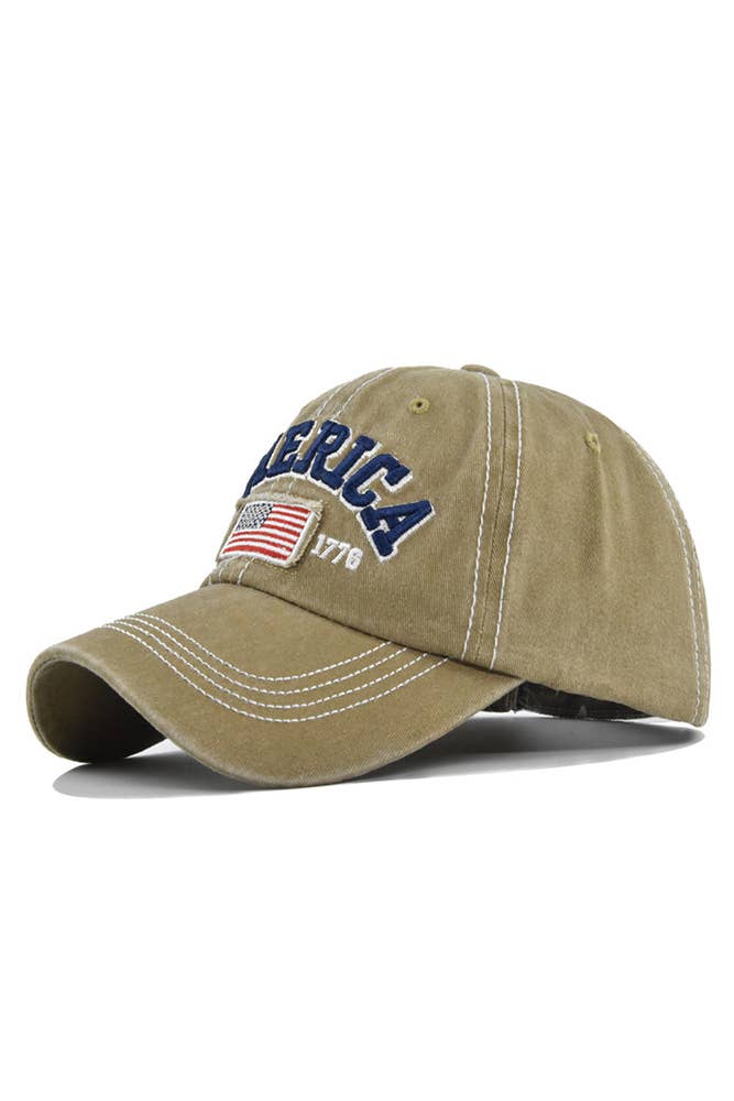 UNISHE - America Flag Embroidered Baseball Cap DXCB327: Navy / One Size