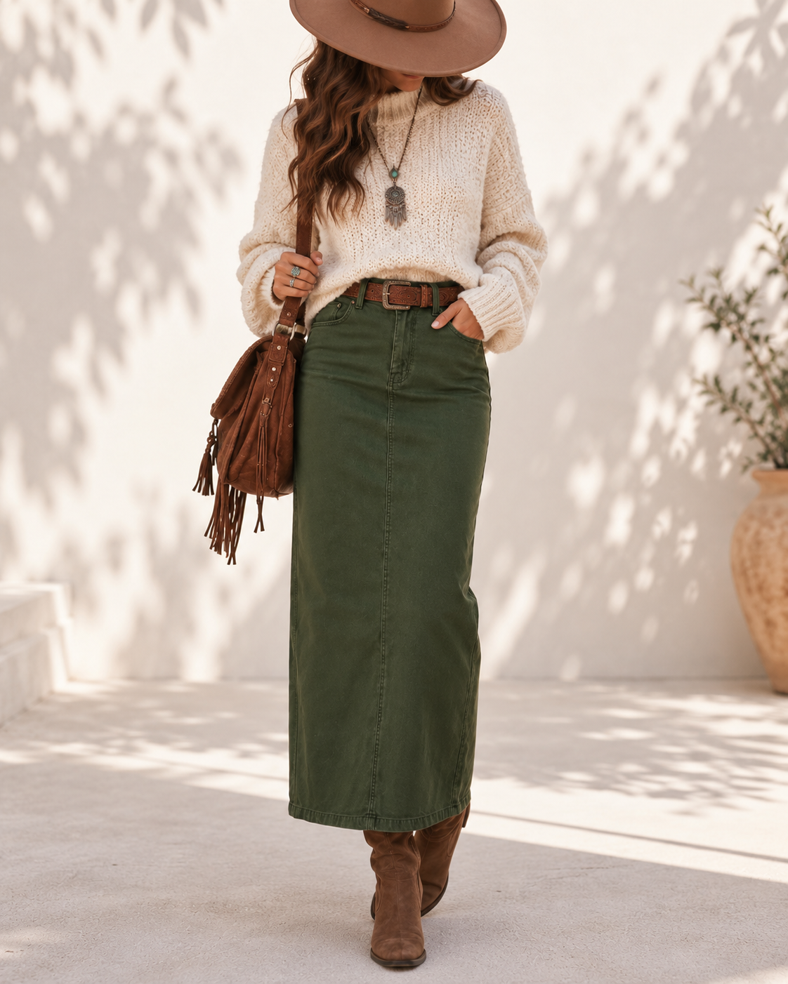 LaughTail Tees - High-Waisted Modest Straight Denim Maxi Skirt: Navy / XL/42