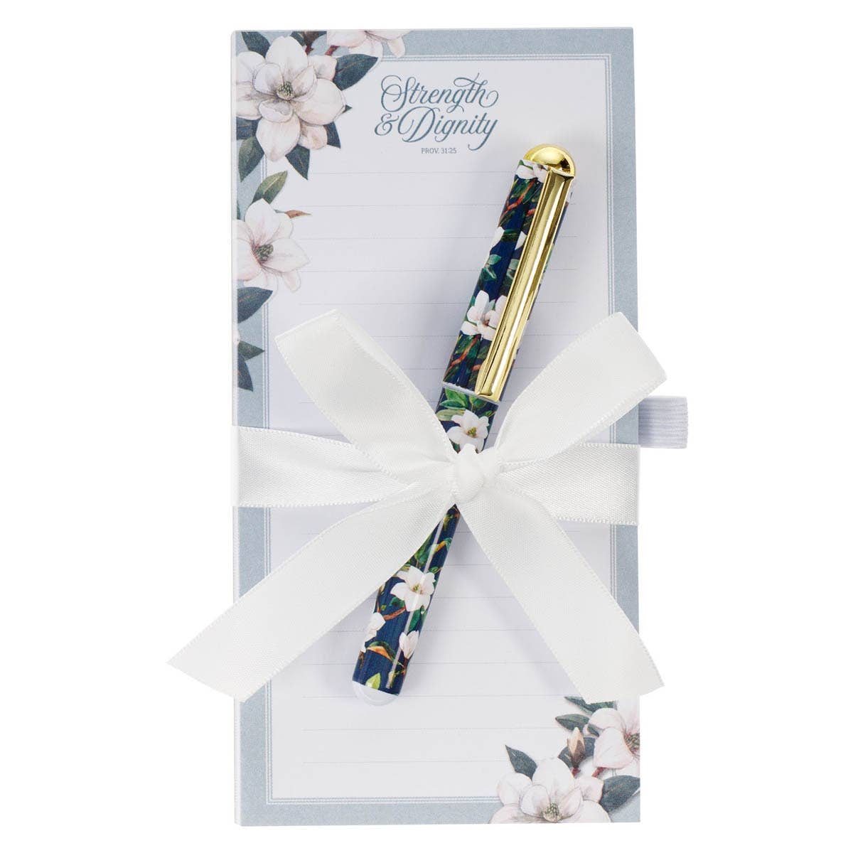 Christian Art Gifts - Magnetic Notepad w/pen Strength & Dignity Prov. 31:25