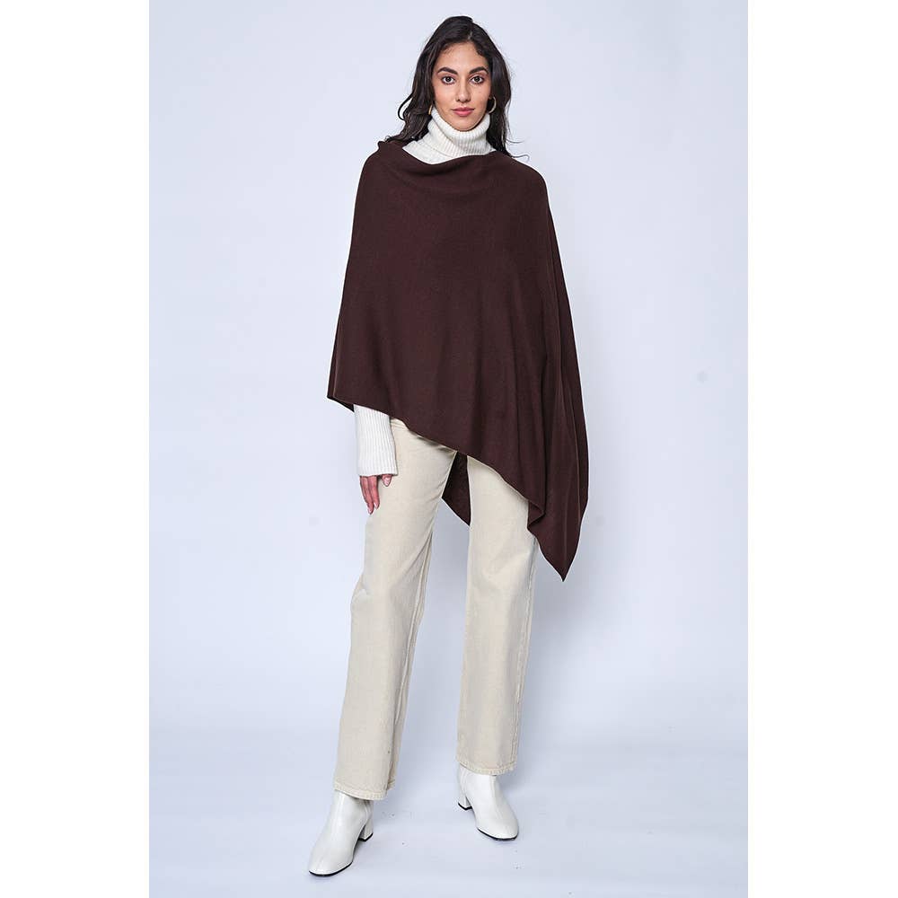 Sensibling Corp. - Solid Scarf Poncho: Brown