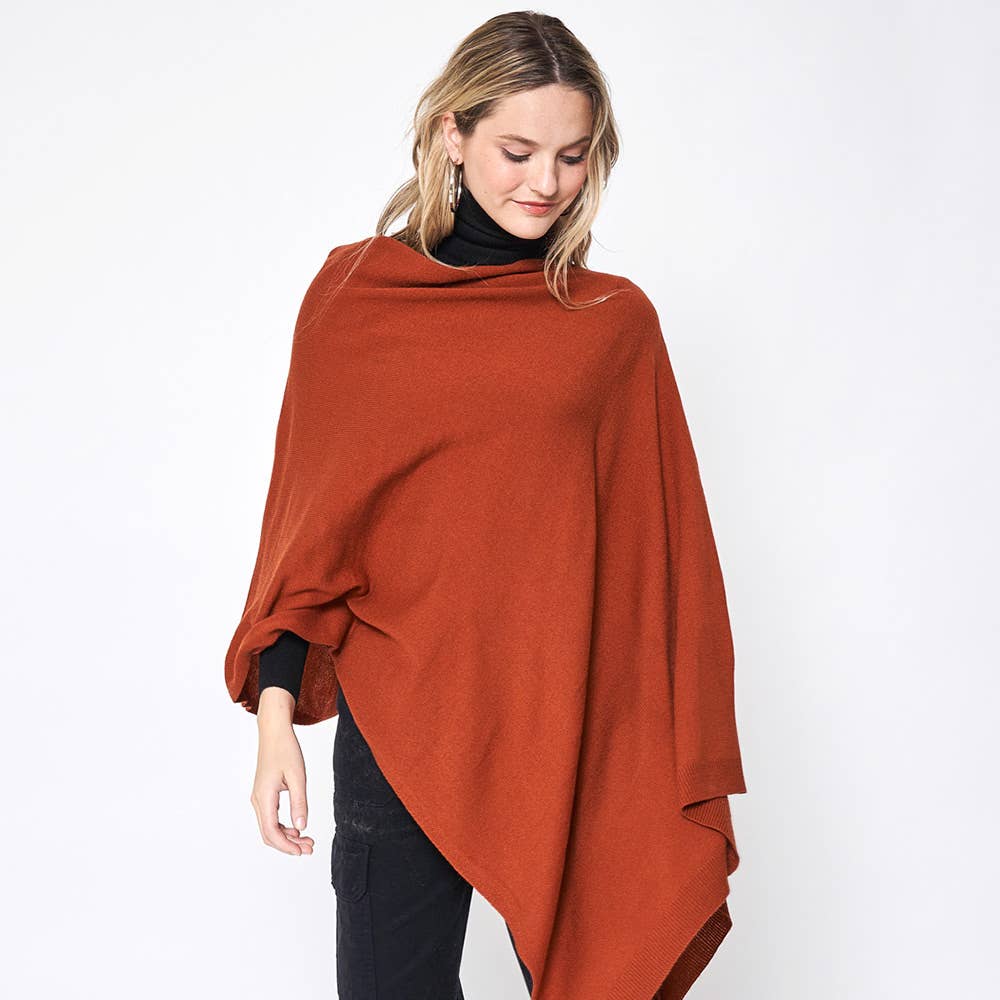Sensibling Corp. - Solid Scarf Poncho: Red