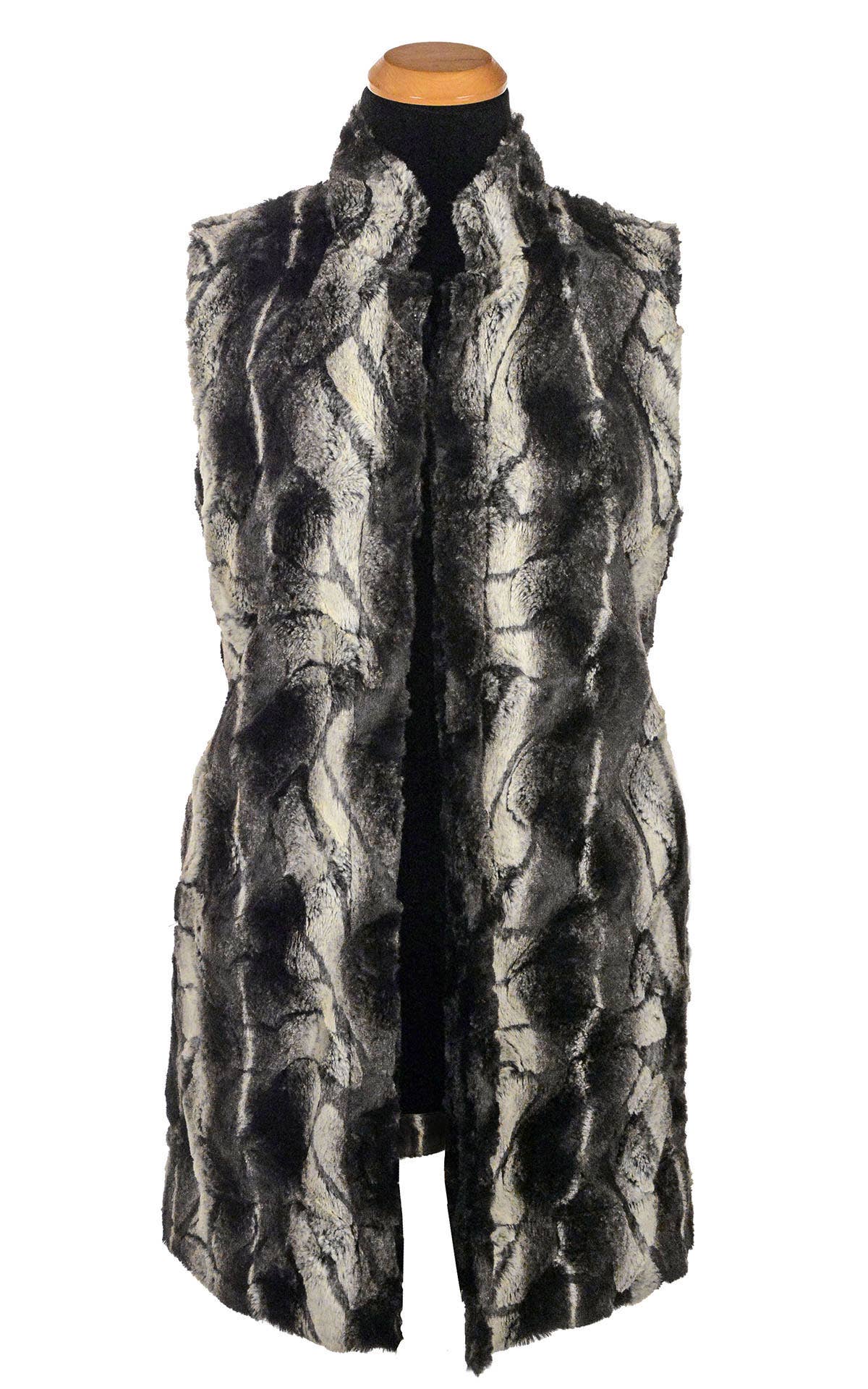 Mandarin Vest Long, Reversible less pockets: X-Large / Khaki/Ivory