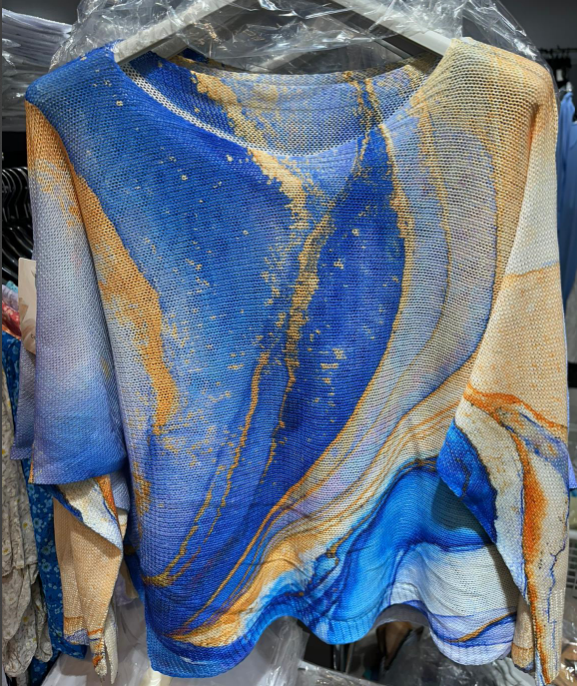 LOOWIE - C1006 Tie-dye Printed Spring Long Sleeves Sweater  : Olive