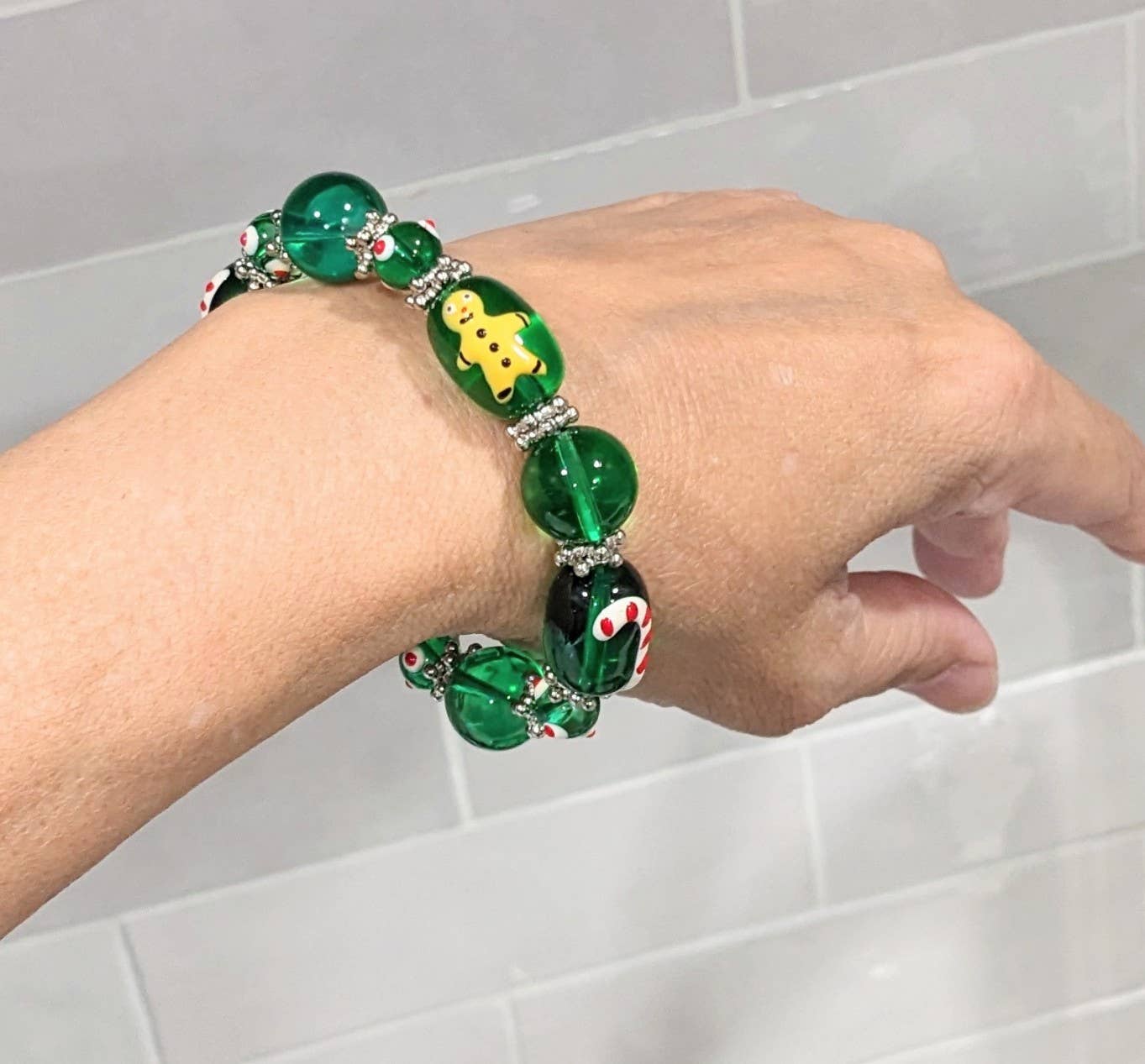 Fiona Accessories - Christmas Bracelet Painted Snowman Gift Tree Holiday Gifts: White Snowman