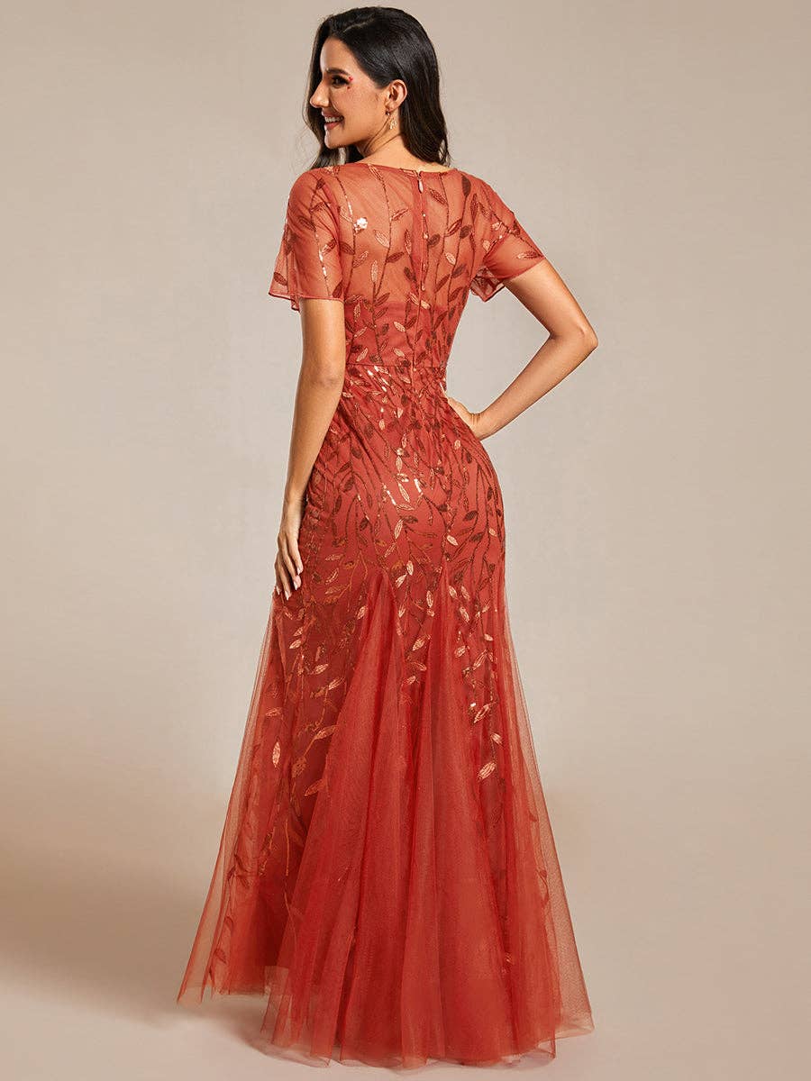 Ever-Pretty - Sequin Shiny Fishtail Tulle Dresses for Party: Dusty Navy / 14