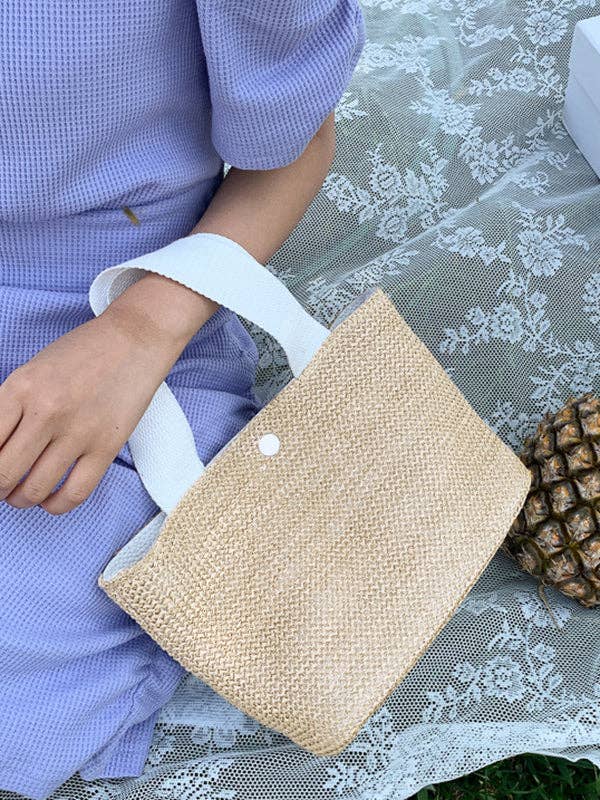 FurDecoration - Simple Casual Vacation Weave Bag: WHITE / One_size