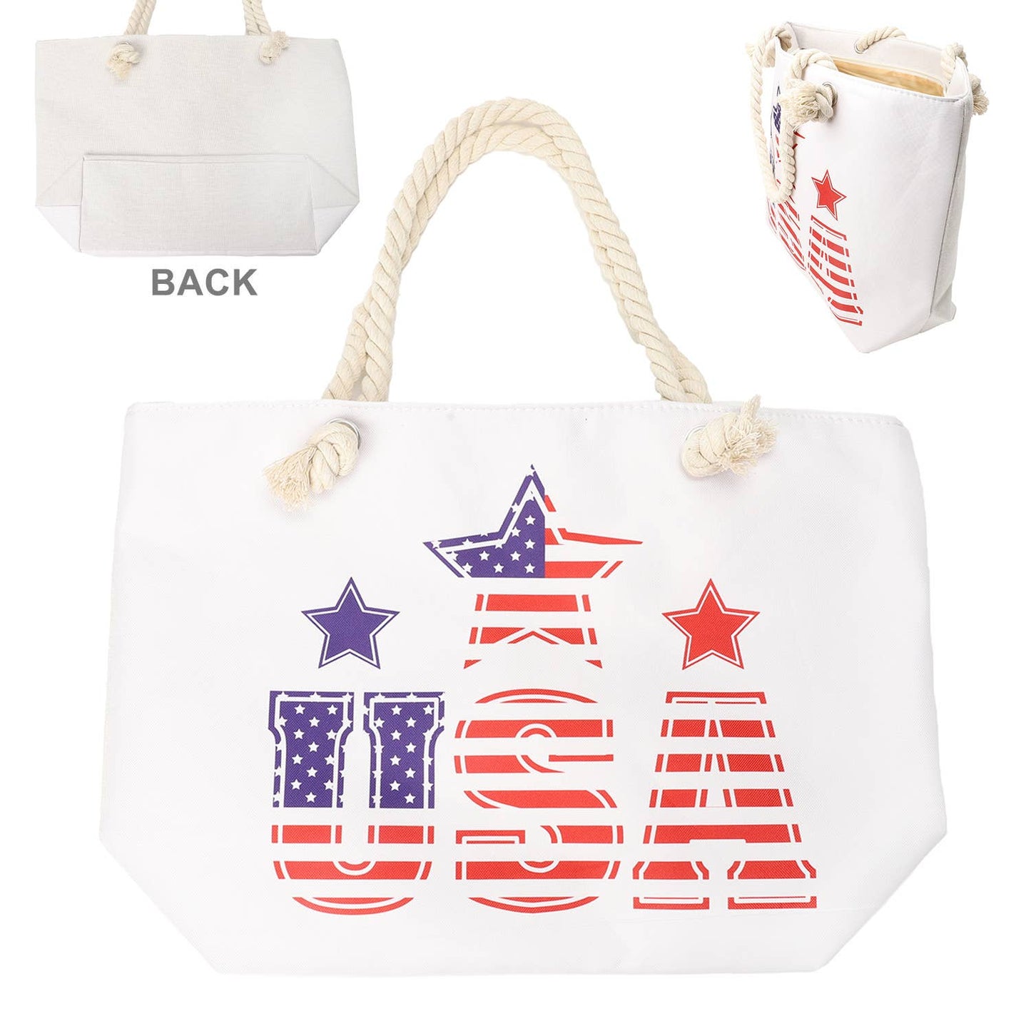 SP Sophia Collection - American Flag Themed Canvas Tote Bag : Flag