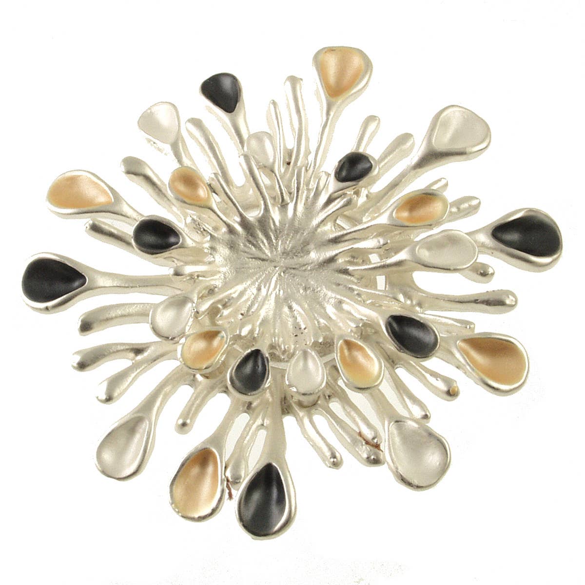 Origin Jewelry - Sunburst Magnetic Brooch in Tri-Tones : Silver Multi