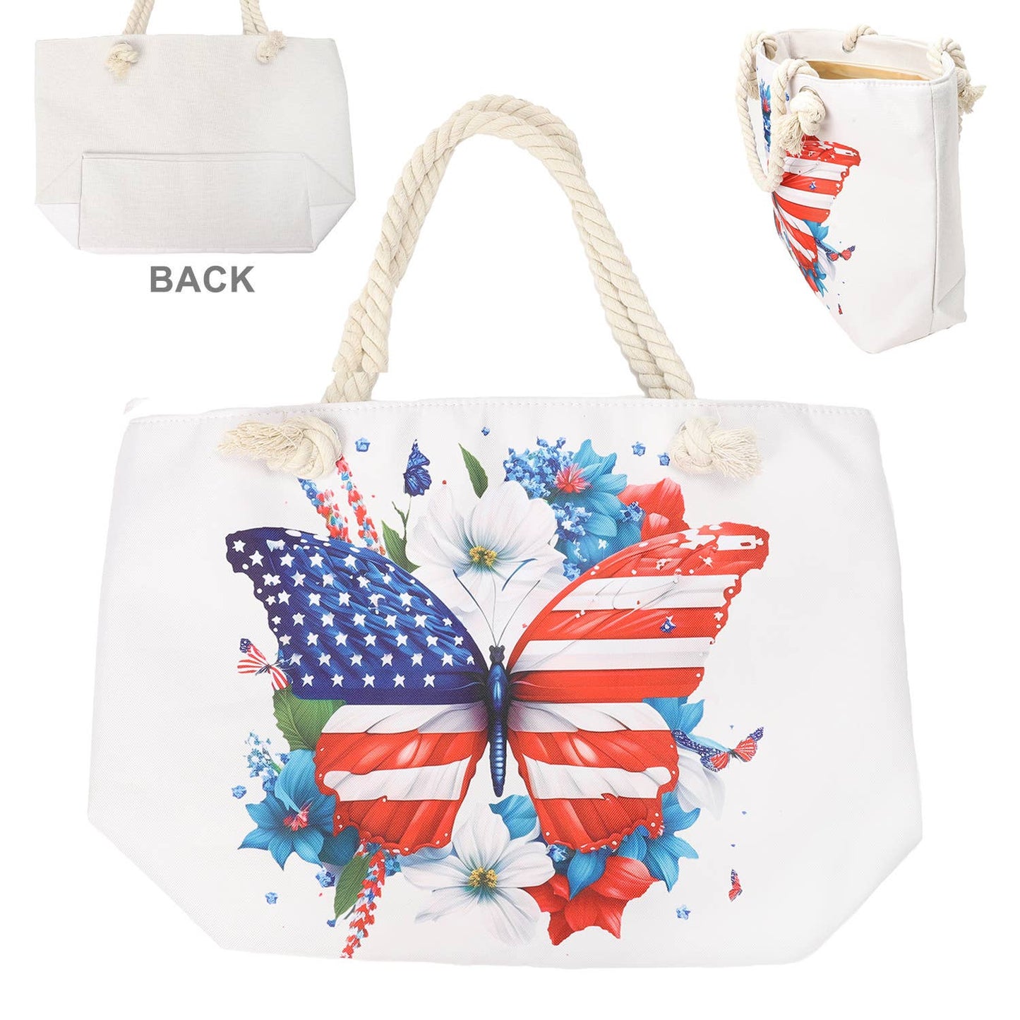 SP Sophia Collection - American Flag Themed Canvas Tote Bag : Flag