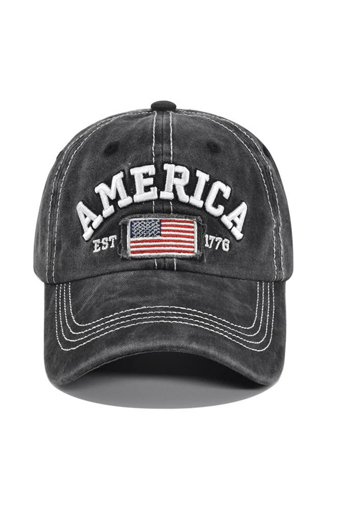 UNISHE - America Flag Embroidered Baseball Cap DXCB327: Navy / One Size