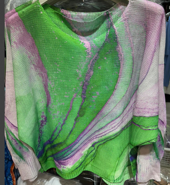 LOOWIE - C1006 Tie-dye Printed Spring Long Sleeves Sweater  : Olive