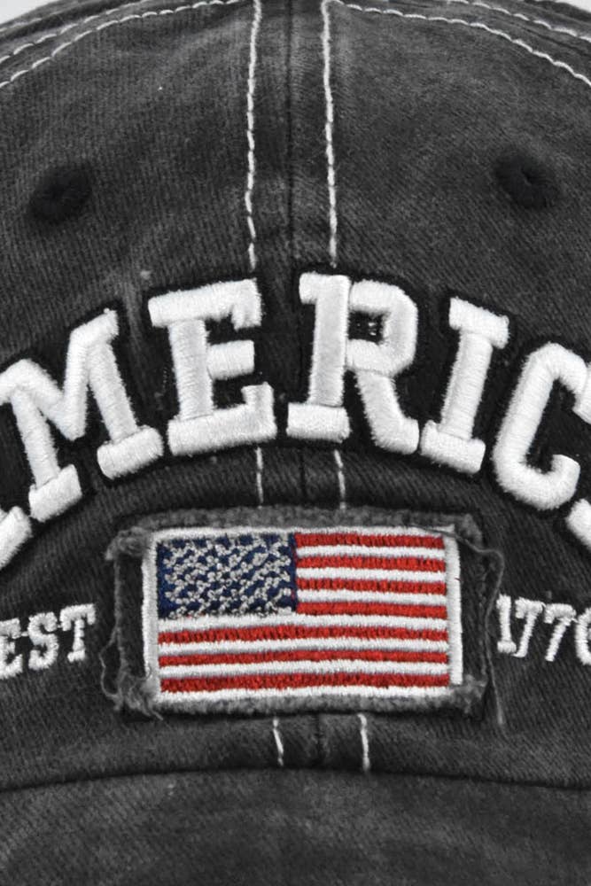 UNISHE - America Flag Embroidered Baseball Cap DXCB327: Wine Red / One Size