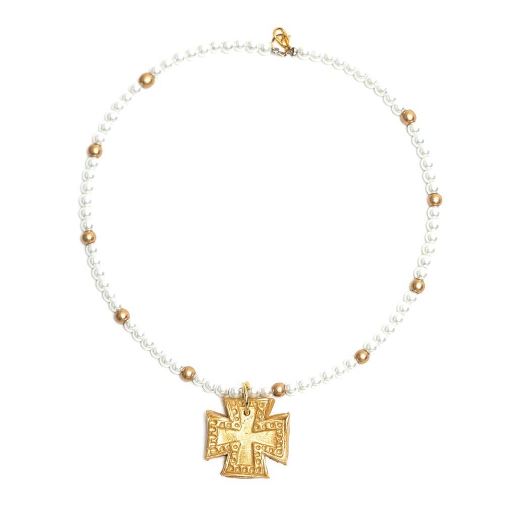 Hidden Truth Jewelry - Pearls with the Elizabeth Cross Necklace