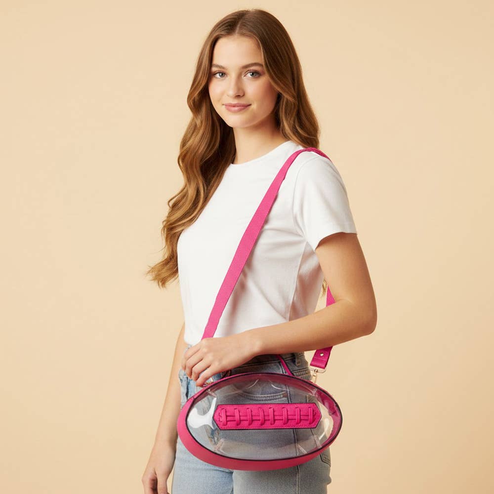 Sensibling Corp. - Football Shaped Transparent Crossbody Bag
: Brown