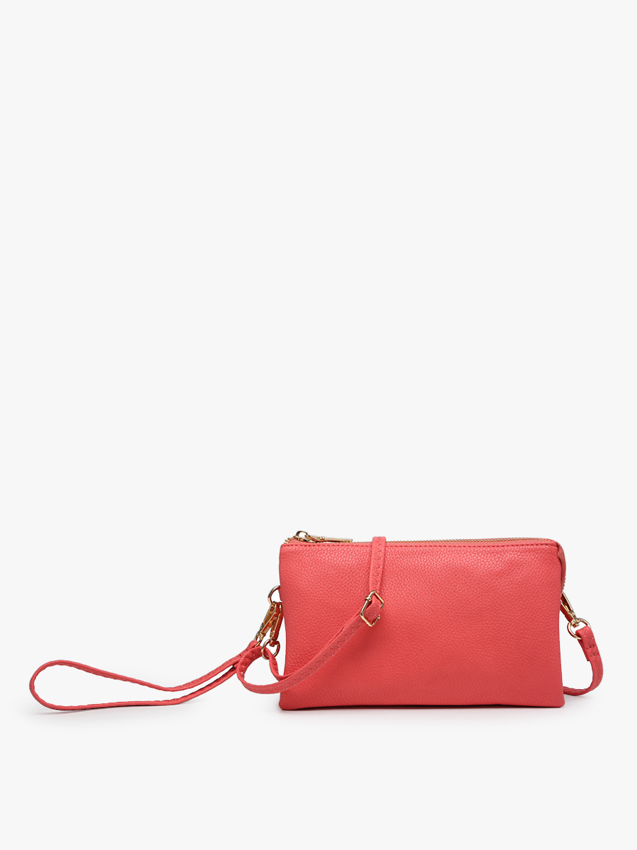 M013 Riley Monogrammable 3 Compartment Crossbody/Wristlet: Maroon