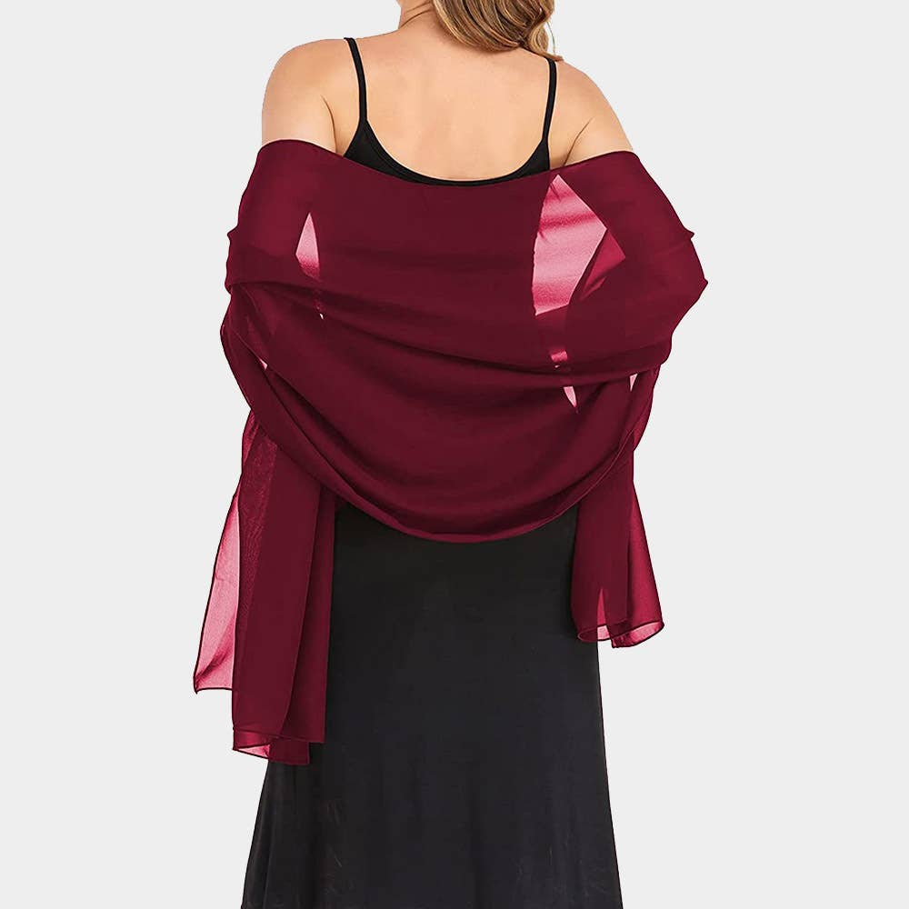 Sensibling Corp. - Lightweight Chiffon Shawl Scarf Wrap: Burgundy