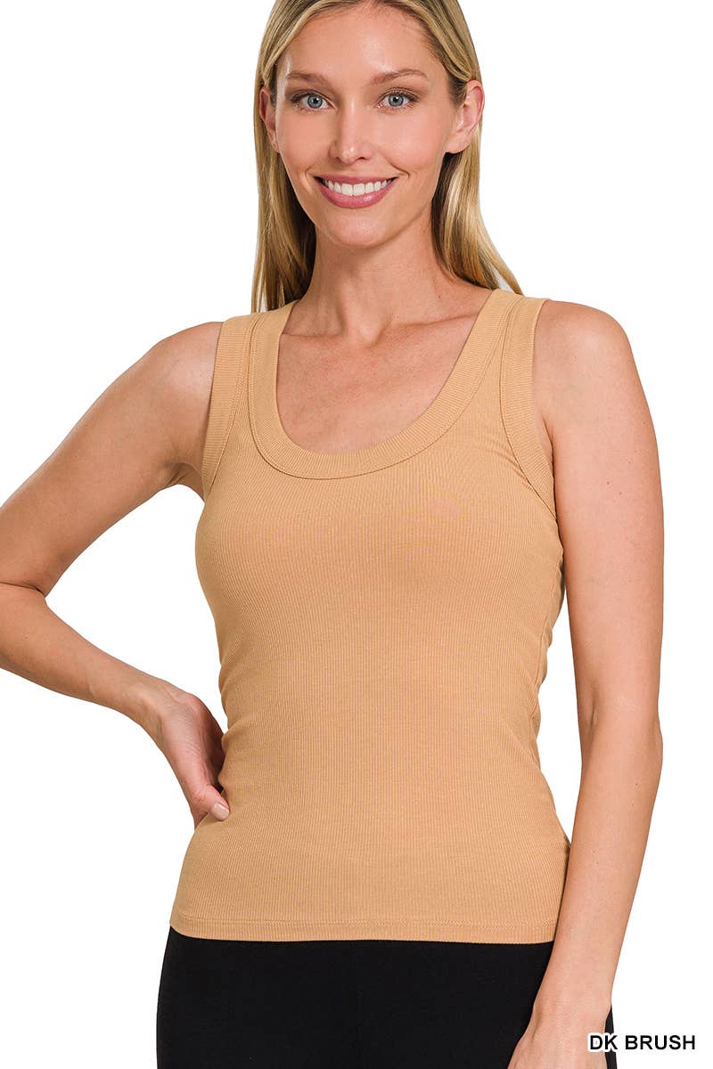 42POPS - ",,,,, Ribbed Scoop Neck Tank Top: RUBY-170031 / XL