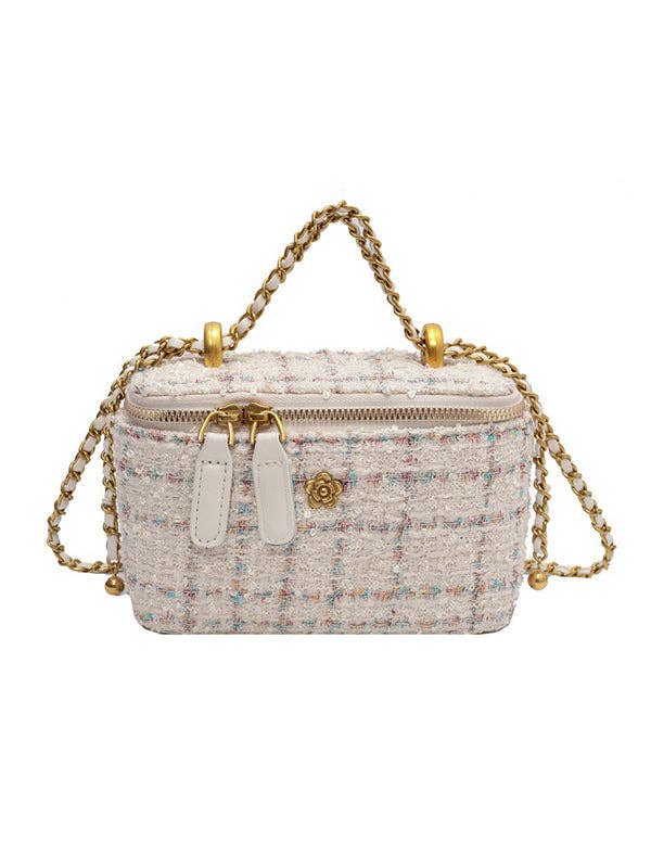 UZ Wholesale Store - Chains Geometric Zipper Crossbody Bags Bags Accessories Bags: WHITE / LARGE SIZE