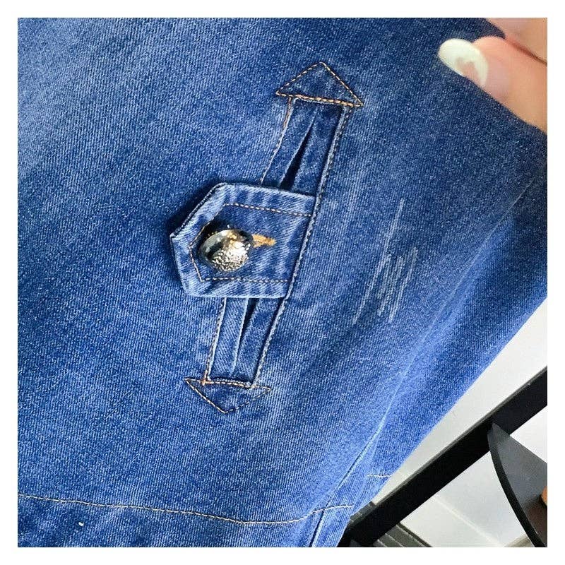 UZ Store - Double Breasted Denim Jacket Dark Blue