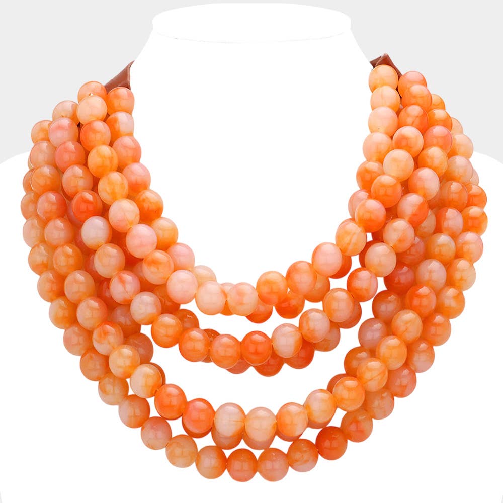 Sensibling Corp. - Chunky Acrylic Bead Layered Faux Leather Magnetic Necklace: Green