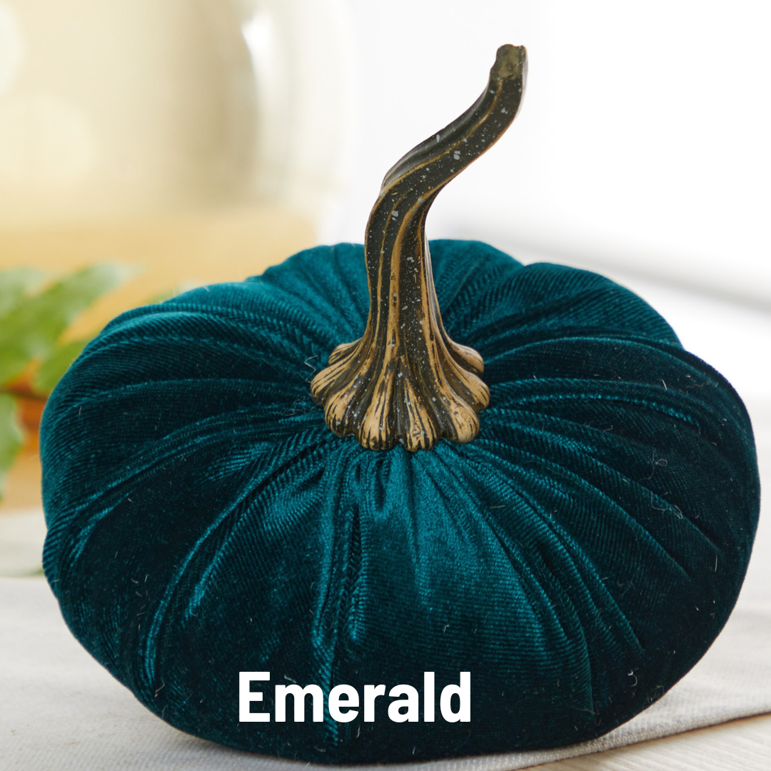 Your Heart's Content - Pumpkin Large Velvet, Fall Decor, Shelf Sitter, Tablescape: Gold