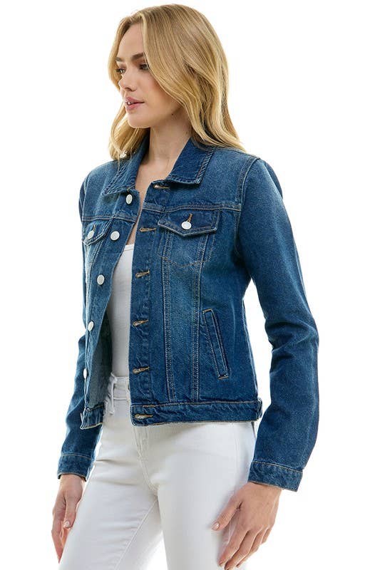 BLUE AGE - LADY CASUAL COTTON DENIM JEAN JACKET (OPEN PACK): Olive / 100% Cotton / S
