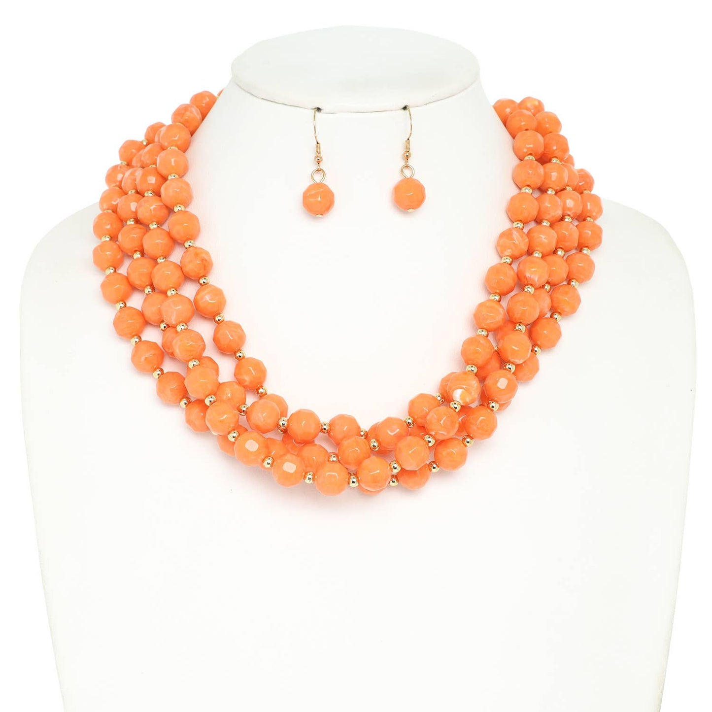 SP Sophia Collection - Multi Strand Natural Gemstone Beaded Necklace Set: White