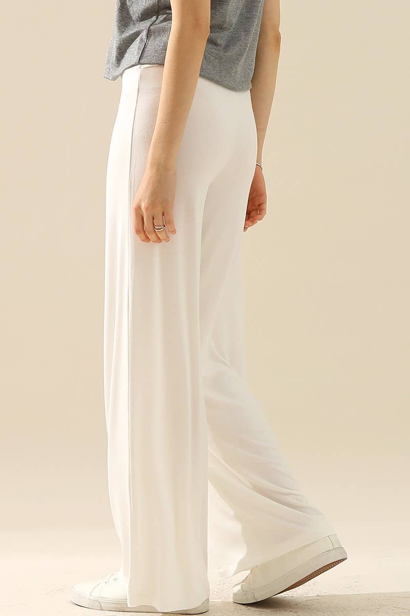 NINEXIS - CWBLP410_HIGH WAIST WIDE LEG PALAZZO LOOSE CASUAL PANTS: BLACK / (S) 1
