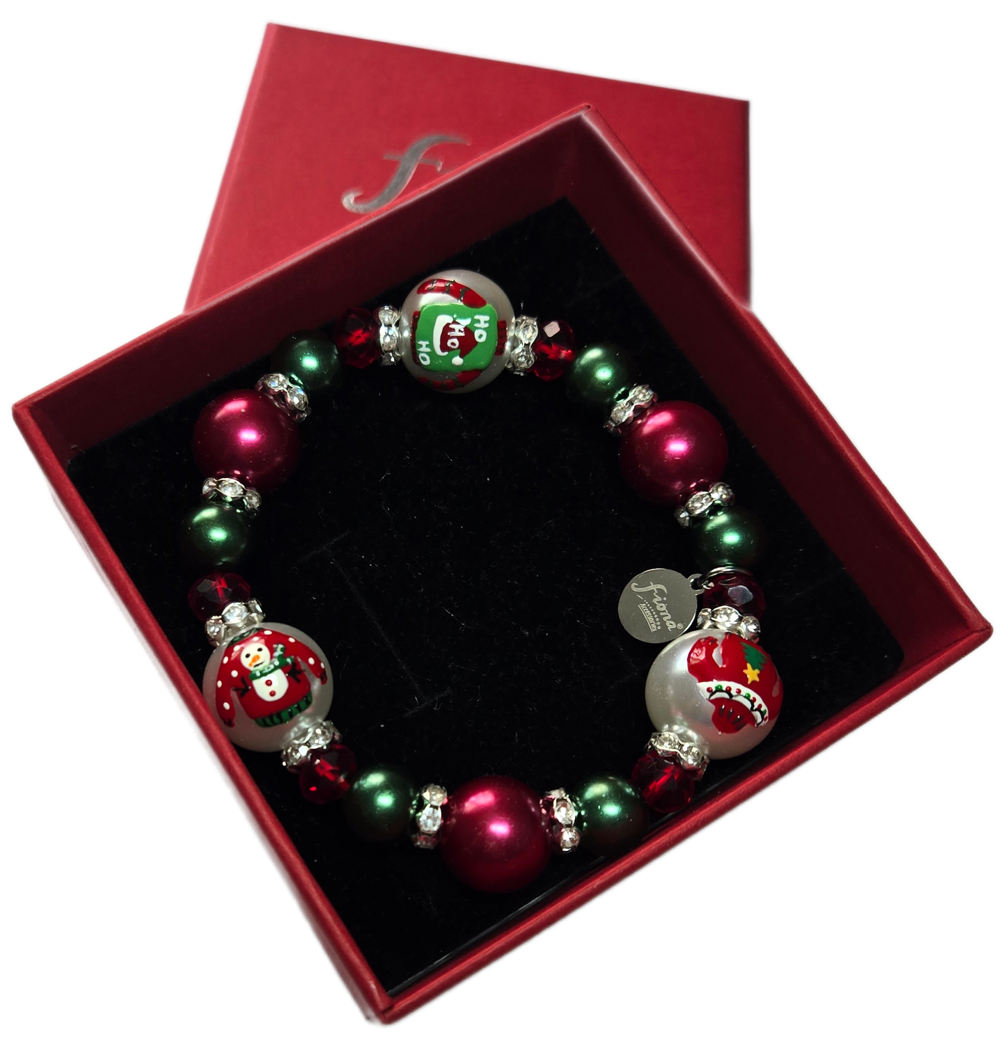 Fiona Accessories - Christmas Beaded Stretch Bracelet Holiday Gifts: Red Nutcracker